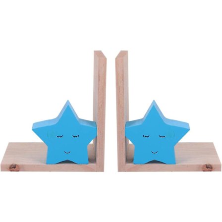 Koristeellinen lasten kirjateline Blue Stars Designilla - Pohjoismainen lasten kirjateline - Puiset kirjatelineet ja kirjahyllyt