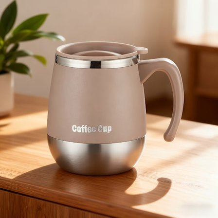 500 ml Rustfri Stål Vakuum Kaffekop med Låg, Dobbeltvægget Termokrus til Varme & Kolde Drikke - Perfekt Gave til Hjemmebrug