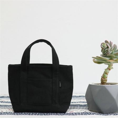 Canvas handväska, konstnärlig enkel ryggsäck, Casual väska Black