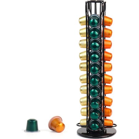 Kaffekapselholder Kompatibel Kaffepudeholder Klassisk 40 stk. Roterende Design Rustfrit Stål, Kaffeopbevaringsstativ til Kapselholder Kapsel