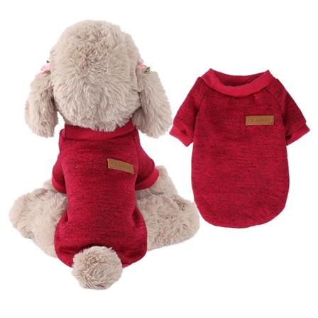 Hundkläder Hundtröja Mjuk Tjock Varm Valp Hundtröja för Hundar (Medium, Vinröd)