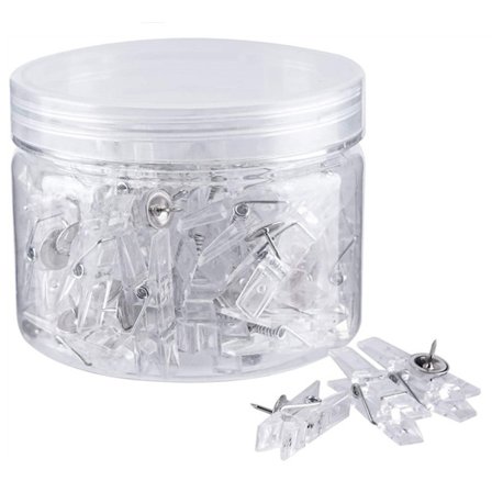 50 st dekorativa fotoklämma Pin Clear Push Pin Set Häftstift 2-i-1 Push Pin
