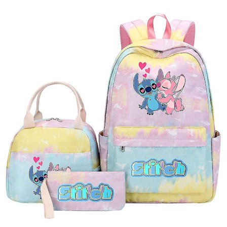Stitch Reppusetti 3 kpl Monitaskuinen Rento Matka Koululaukku Teineille Korkealaatuiset Mochilat, Ihanteellinen Naisille Ja Miehille