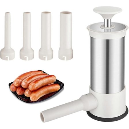 Pølsestopper, kjøkken hjemmelaget pølsemaskin med 4 fyllrør, vertikal pølsemaker rask pølsefylling, 2