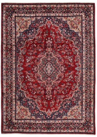 Maschad Teppich 263X360 Dunkelrot/Schwarz Großer Wolle, Persien