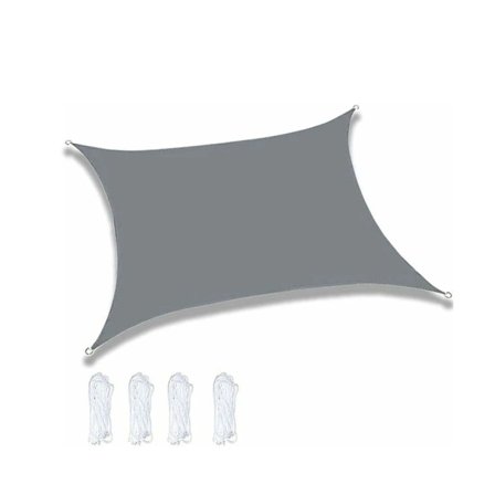Solsejl 2,5 m x 2,5 m firkantede solsejl vandtæt udendørs have solcreme markise baldakin med reb, grå