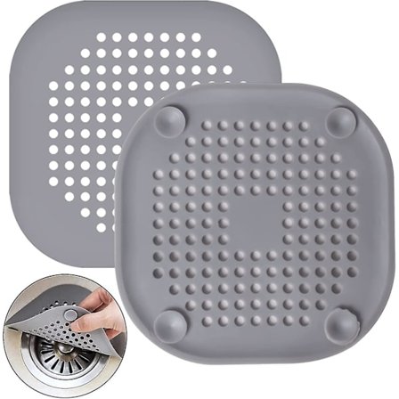2 stk. Silikon Avløpsbeskytter, Vaskfilter Med Sugkopp, Badekar Avløpsdeksel Filter
