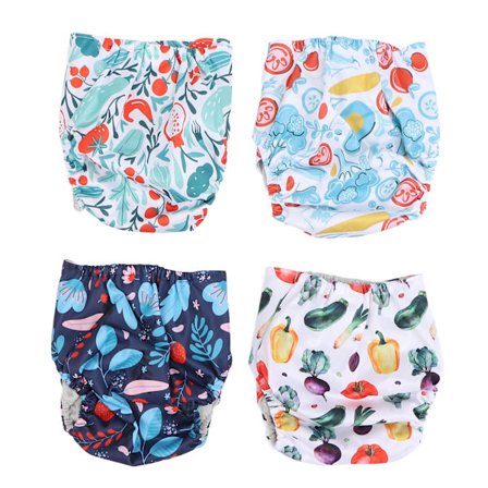 4 stk. gjenbrukbare tøybleier med lomme, maskinvaskbare for nyfødte babyer