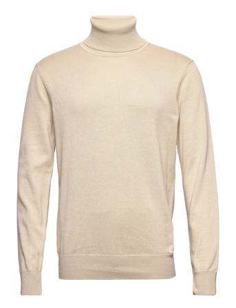 Henrik L/S Roll-Neck Knit Beige Bertoni