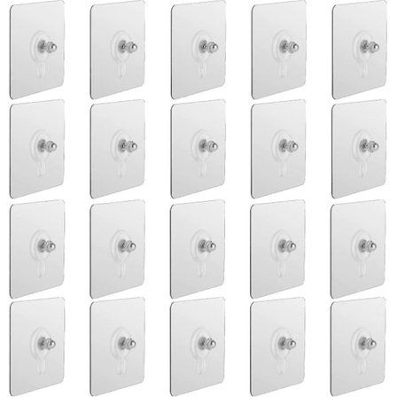 20 stk. selvklæbende hængende søm vægmonterede skruekroge slagfri sømløse skruer vandtætte vægkroge til badeværelse køkken sømfri