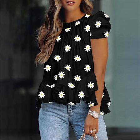 Kortärmad T-shirt För Kvinnor Med Rund Hals