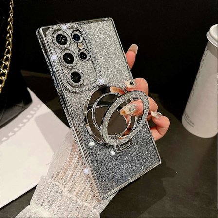 Til Samsung Galaxy S25 Ultra Cover Elektropletteret Spejl Støtteben Bagside Telefon Cover med Linsefilm, Gli