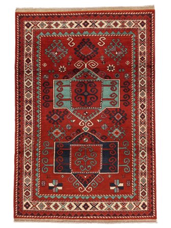 Håndknyttet Kazak Fine Tæppe 121X181 Mørkerød/Sort