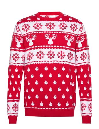 The Classic Christmas Jumper Red Strikket Trøje Med Rund Hals Rød Christmas Sweats