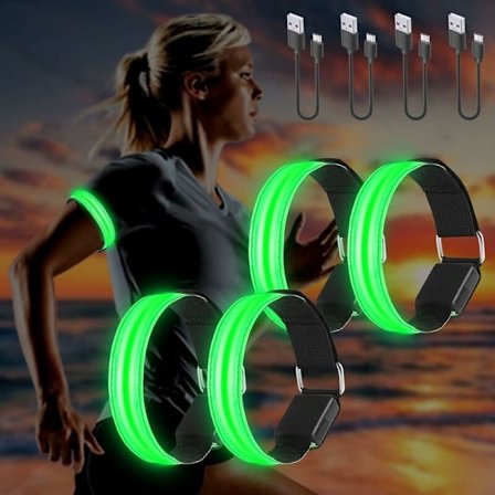 4 st USB Uppladdningsbara LED Armband, Reflex LED Löpararmband A