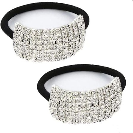2-pak hårbånd med rhinsten, elastiske hårbånd med krystaller, hårspænder med glitter, hårreb