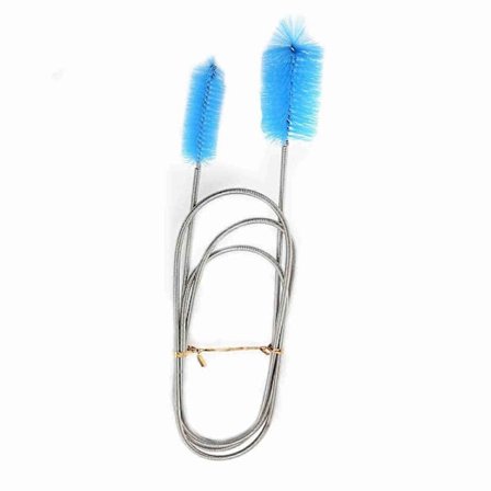 Fleksibel Rengøring Børste Dobbelt Rør Børste Rør Akvarium Fjeder Rengøringsværktøj (Blå)
