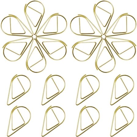 Chudian 150 kpl Vedenpisara Paper Clipsiä, Metalliset Paper Clipsiä Leikkurit Kultaiset Pisara Paper Clipsiä Kyynel Paper Clipsiä Kirjoille Kuville 