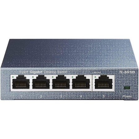 Ethernet-switch (TL-SG105) Gigabit 5 RJ45-portar i metall 10/100/1000 Mbps, perfekt för utökning