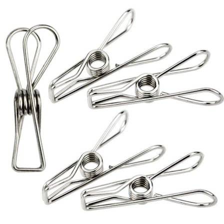 20 Klädnypor i Rostfritt Stål för Tvättlinje, Stabilt Grepp