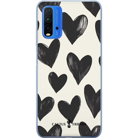 Kompatibel Mobilcover til Xiaomi Xiaomi Redmi Note 9 4G Cactus and Friends - Bold Black Love Pattern