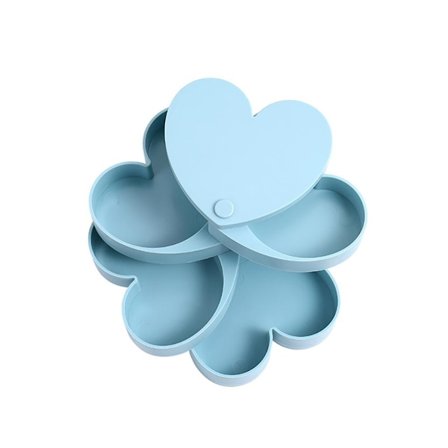 Hjerteformet 4-lags roterende smykkeopbevaringsboks organizer til armbånd, ringe og halskæder