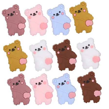 12 stykke søte bjørner bære en pose Silikonperler Minidyr
