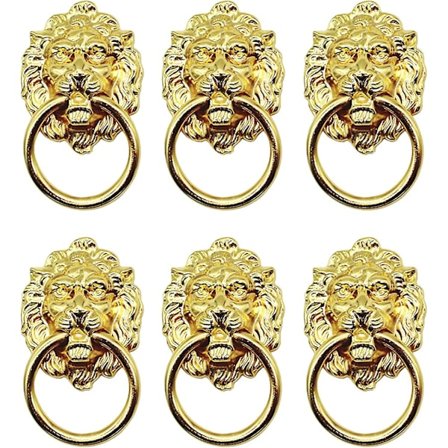 6 Pak Kommode Skuffe Skab Løvehoved Træk Håndtag Knapper Wi