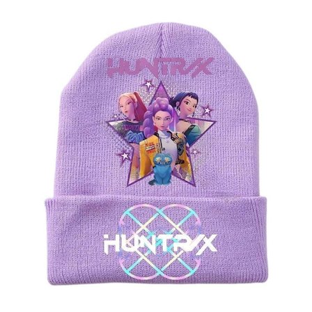 K Pop Demon Hunters Jenter Gutter Strikkede Luer Tegneserie Barn Hodeplagg Bomull Vinter Søt Ullue Anime Barn Bursdagsgaver