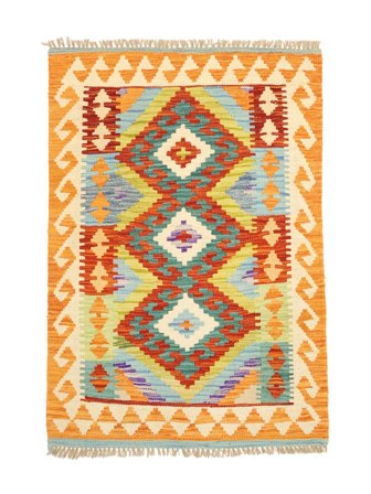 Kilim Afghan Old Style Rug 84X118 Orange/Green Wool, Afghanistan