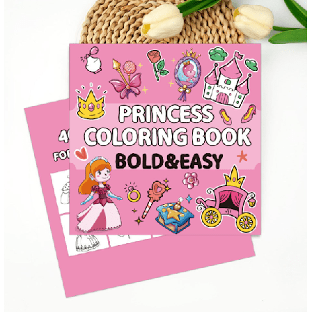 En målarbok för vuxna och tonåringar med supersöta bilder och enkla och avkopplande mönster, Prinsessa