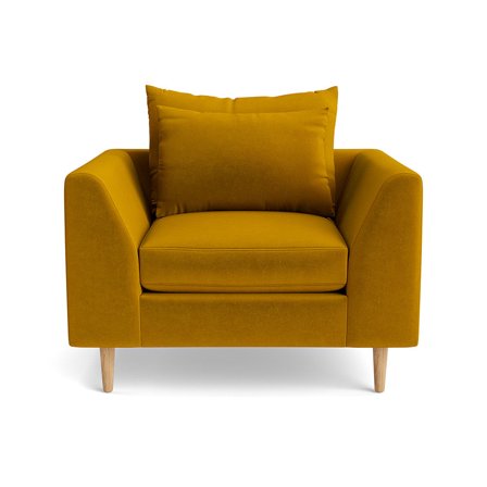 Ofelia Sessel Riviera Gelb Moderner Polstersessel Bequem Gepolstert für das Wohnzimmer Komfortabler Loungesessel Uni Design Sitzmöbel 85cm