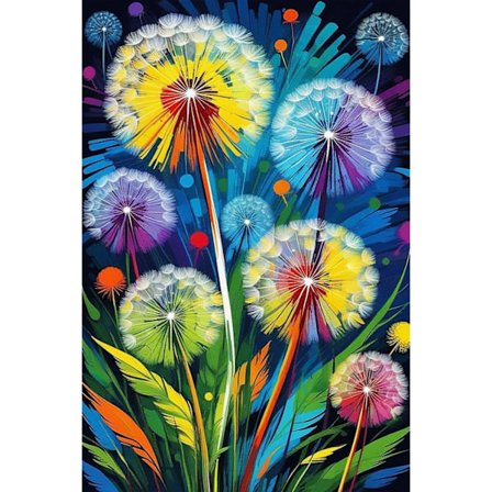 5D Diamantmaleri Sæt til Voksne Begyndere, Fuld Runde Bor Blomster Lærred Kunst til Hjemmevægsdekoration, Afslapningsgave til Kvinder Mor Mælkebøtte 