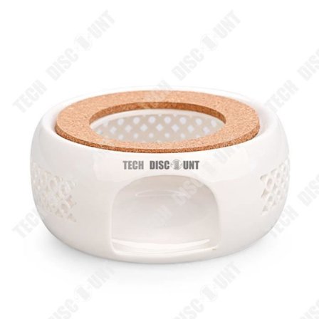 Base för ljusstake - TECH DISCOUNT - Keramik - Tevärmare - 14.5x6cm - Vit