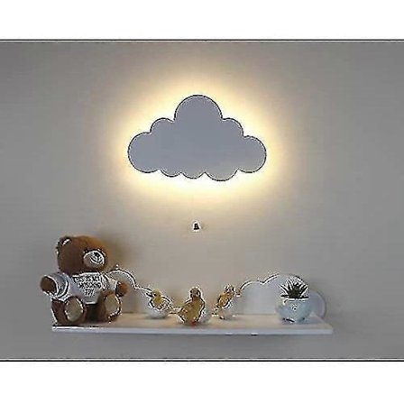 (pilvi) Valkoinen puinen yövalo seinäasennukseen lastenhuoneeseen