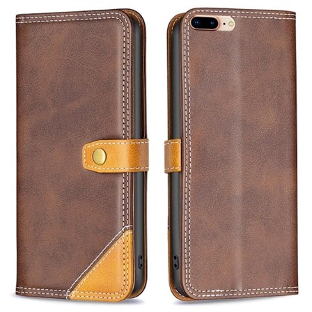 BINFEN tofarget læretui for iPhone 7 Plus - Brun