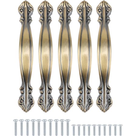 Set med 10 st 64 mm Vintage Antique Arch formade skåphandtag - 4,3"