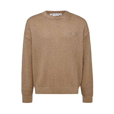 Off White, Round-neck Knitwear Bruin, Heren, Maat:M