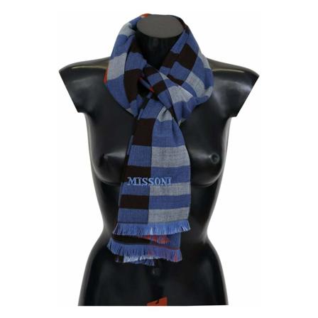 Missoni Missoni Multicolor Check Wool Uni Neck Wrap Scarf blå, unisex Halsdukar, unisex, Storlek: ONE SIZE
