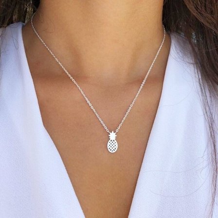 Tropical Mini Pineapple Hänge Halsband Dam Flicka Smycken Rostfritt stål Ketting Ananas Krage Mujer Bff Presenter