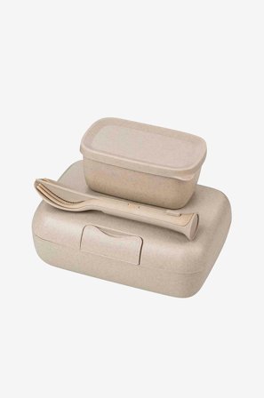 Koziol - Set Med 2x Lunchbox & Bestick Candy Ready - Beige - Förvaringsburkar - Från Homeroom