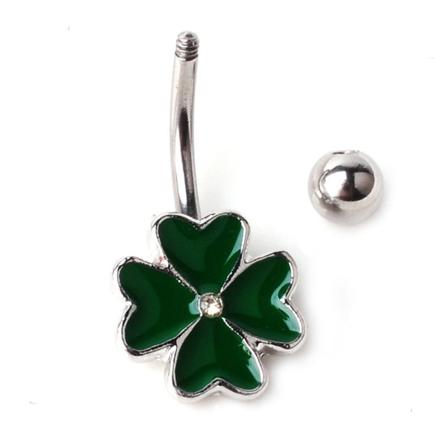 Navelpiercing Grön Klöver Blomma
