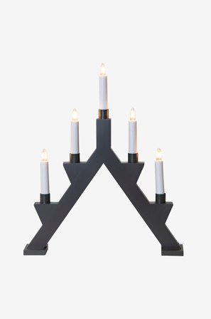 Star Trading - Lysestake Zack 5 L - Grå - Adventsstaker - Fra Homeroom