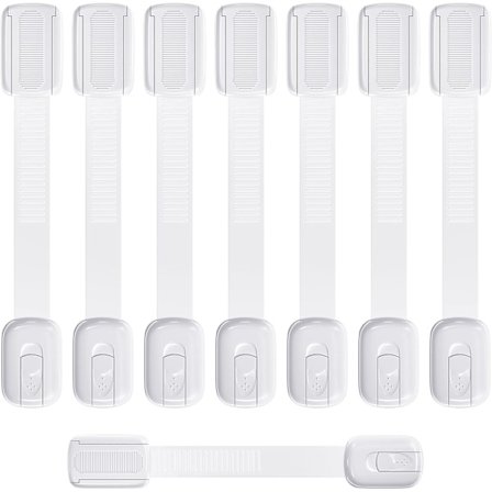 Hvid sikkerhedslås, sæt med 8 børnesikringsskabe med 3M A