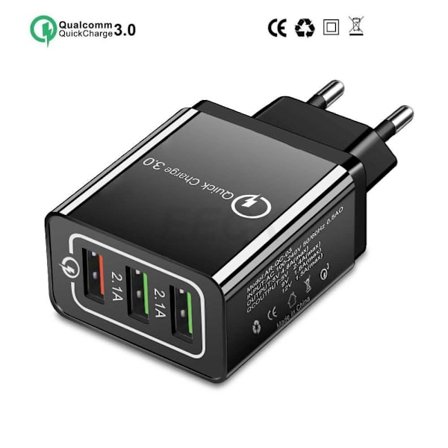 3 Port Snabbladdning 4,8A väggladdare QC3.0 till iPhone 11