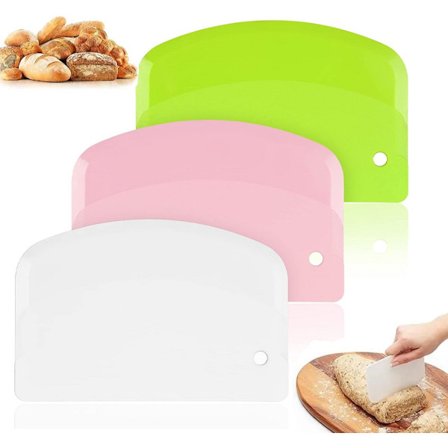 3-delt sæt - Dejskraber - Halvcirkelformet dejkutter - Fondantskraber - Plastik - 13,5*9 cm