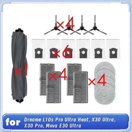 19 kpl Dreame L10s Pro Ultra Heat/X30 Ultra/X30 Pro/Mova E30 Ultra robotti-imurin lakaisukoneeseen