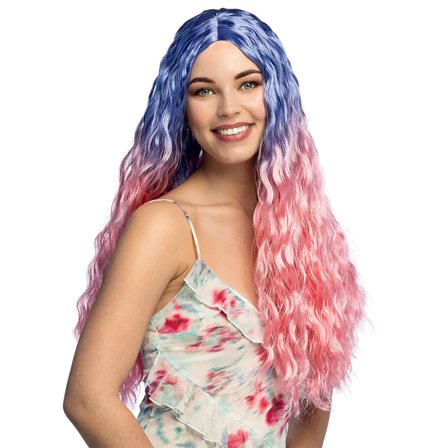 Bølget Parykk Rosa/Blå