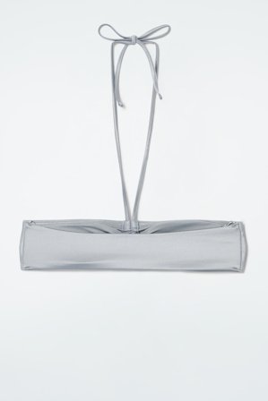 COS Femme Haut Bikini Bandeau Froncé in Gris