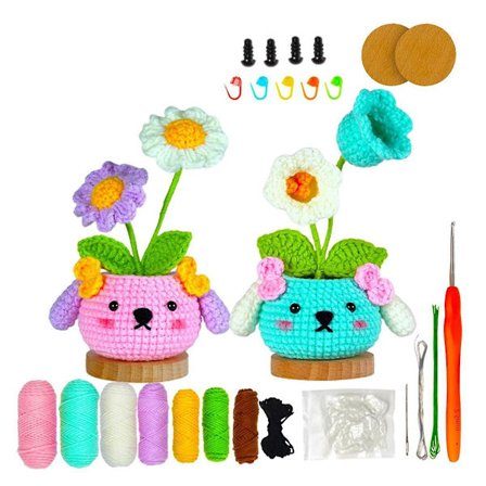 Hæklet Sæt Til Begyndere, Klokkeblomst & Tusindfryd Hæklesæt Med Trin-for-trin Videovejledninger Og Garn ([HK])